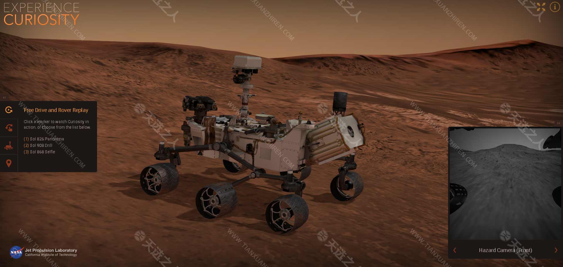 NASA的喷气推进实验室发行的火星车网页-体验好奇心