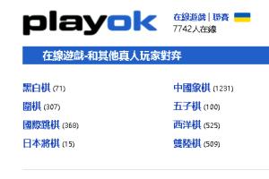 多人联机国际棋牌小游戏-PlayOK-象棋围棋五子棋国际棋牌俱全