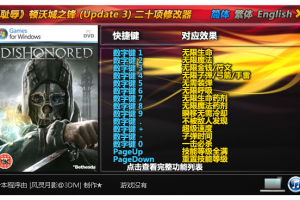 《耻辱》顿沃城之锋 (Update 3) 二十项修改器 免费无毒下载使用风灵月影版