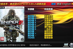 《狙击手:幽灵战士2》V1.0-1.05 八项修改器免费无毒下载使用风灵月影版